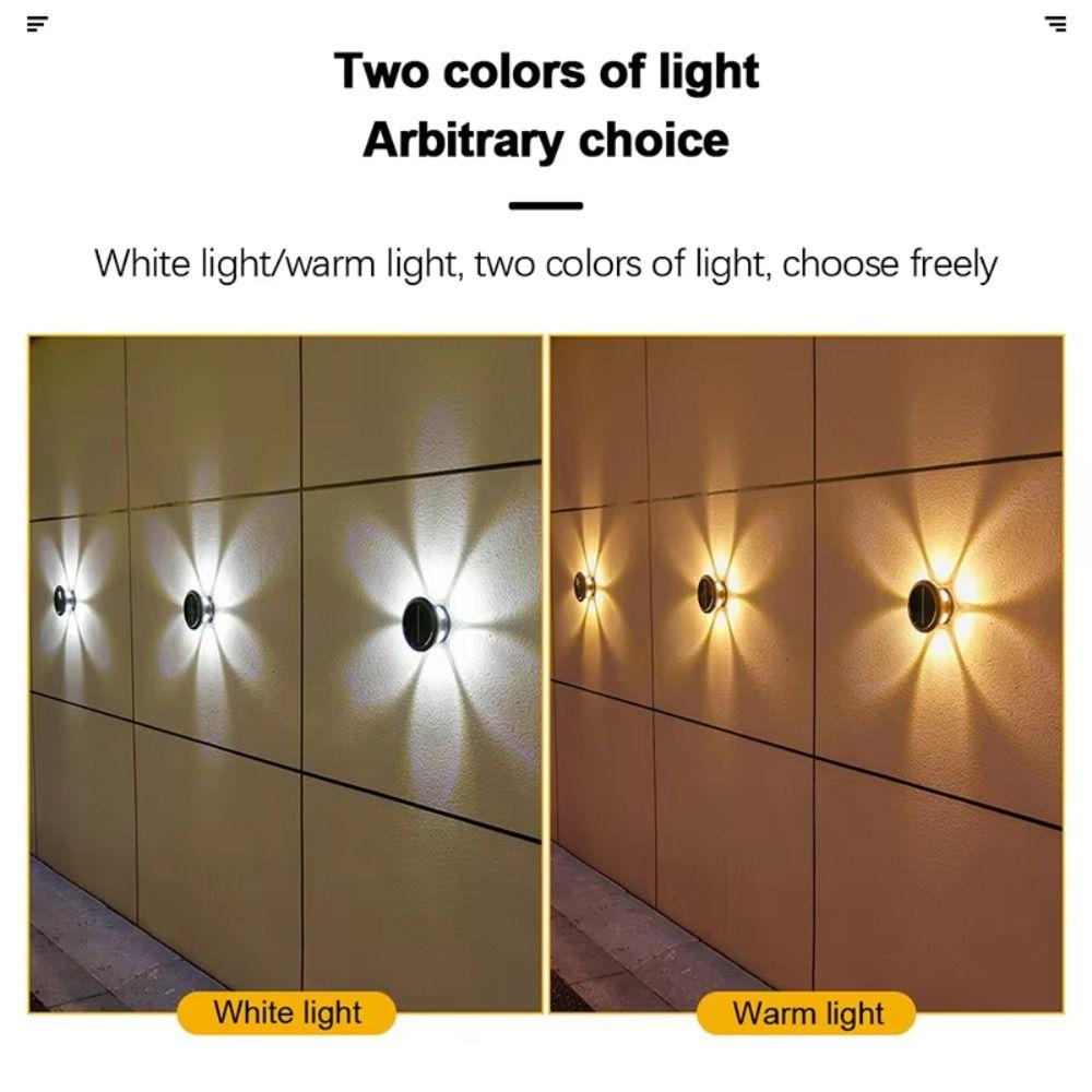 Waterproof Solar Wall Lights Atmosphere Super Bright Courtyard Lights Round Sunscreen LED Wall Wash Light Outdoor Lighting