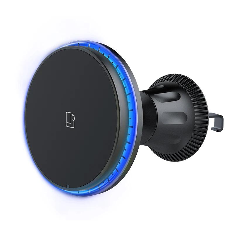 RGB Magnetic Car Wireless Charger For iPhone 12 13 14 15 Pro Max Mini Macsafe Car Phone Holder Stand Mount Fast Charging Station