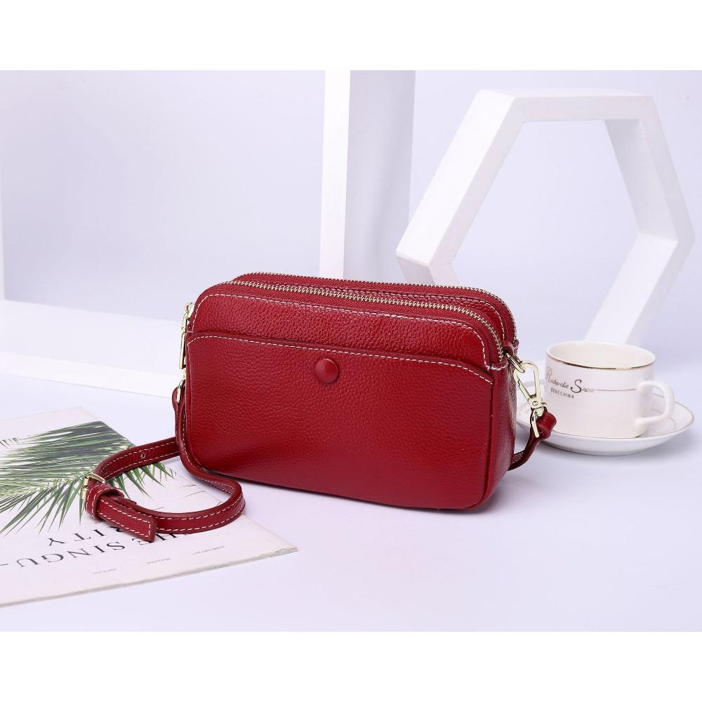 Karvės odos moteriška rankinė per petį, crossbody daugiašakė užsegama užtrauktuku, praktiška moteriška rankinė, paprasta maža kvadratinė rankinė