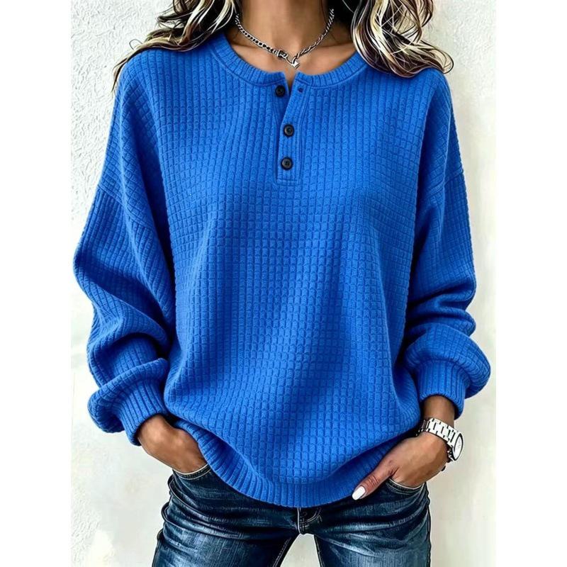 Plaid Casual Loose Round Neck Button Women's Clothing - Autumn/Winter 2026