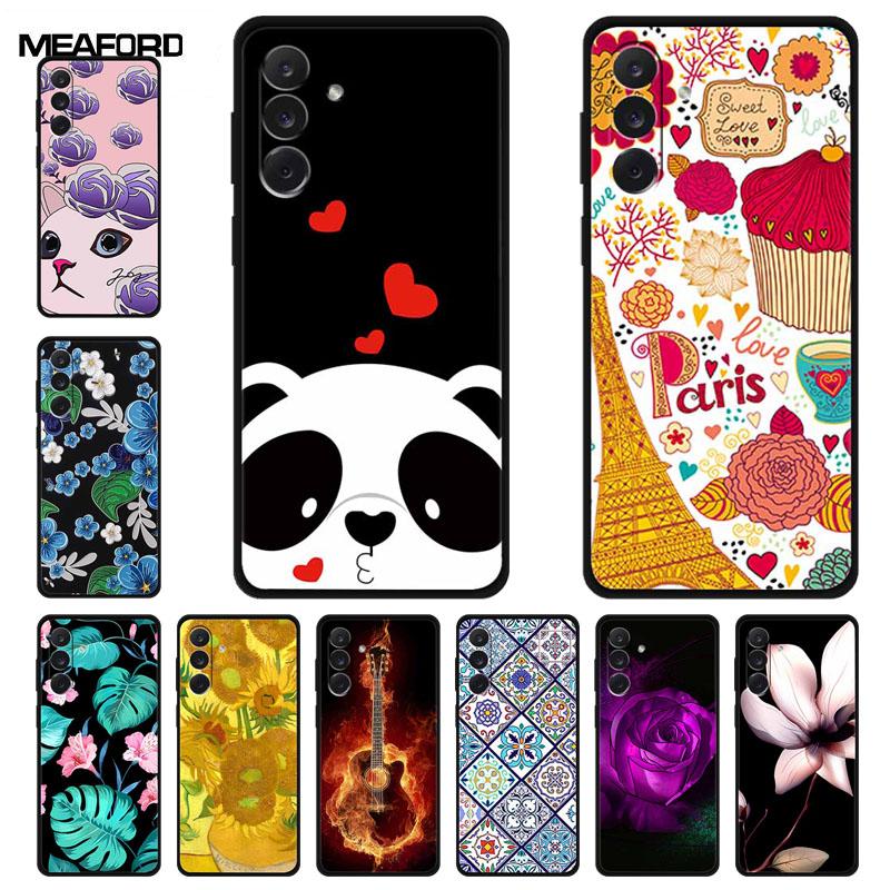 For Samsung M06 M16 M36 3D Flowers Case Soft Silicone Bumper Emboss Phone Cases for Samsung Galaxy M 06 16 36 Back Protect Cover