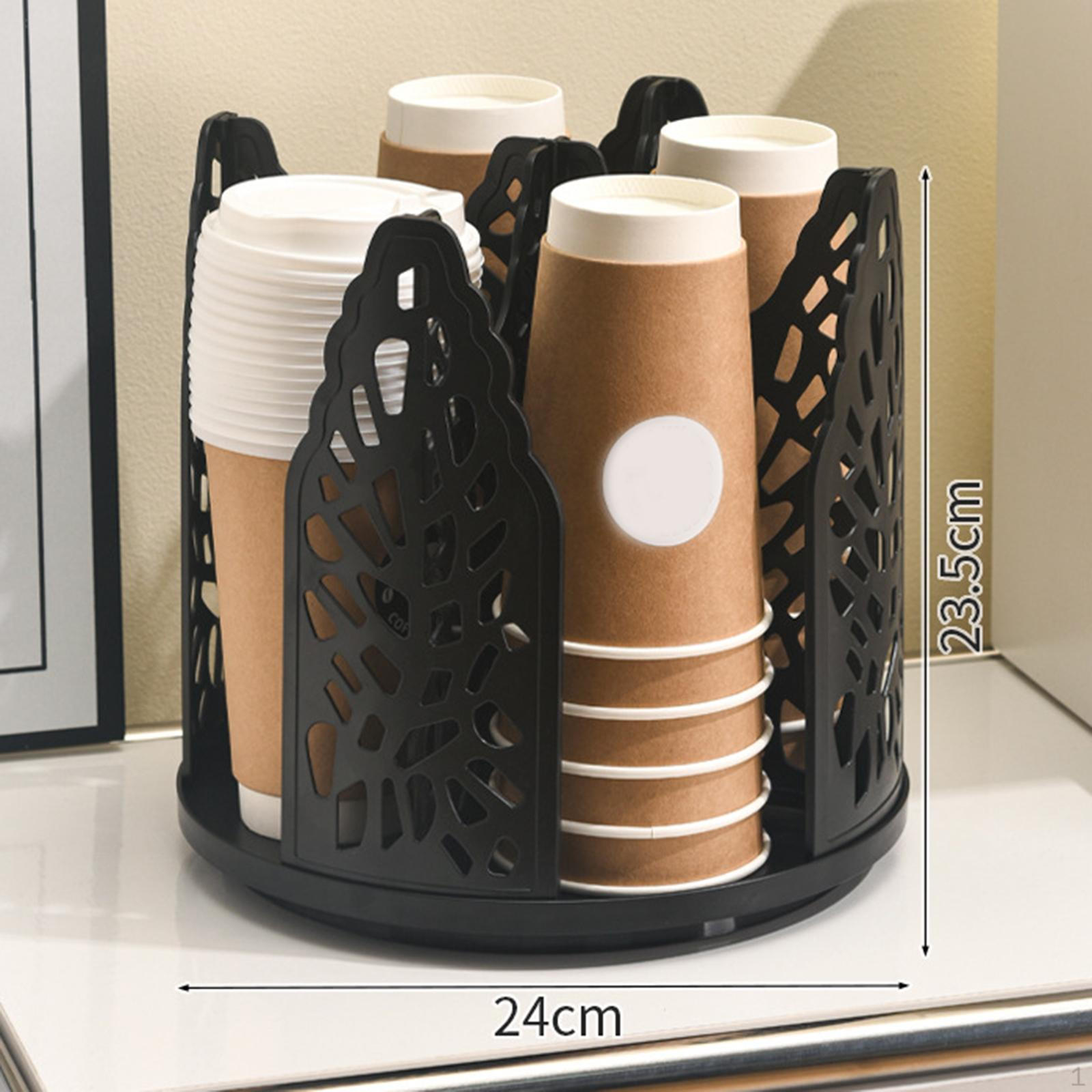 

Cup Dispenser Bar Organizer Large Capacity Countertop Coffee Cups Stand Storage Rack for Home чёрный