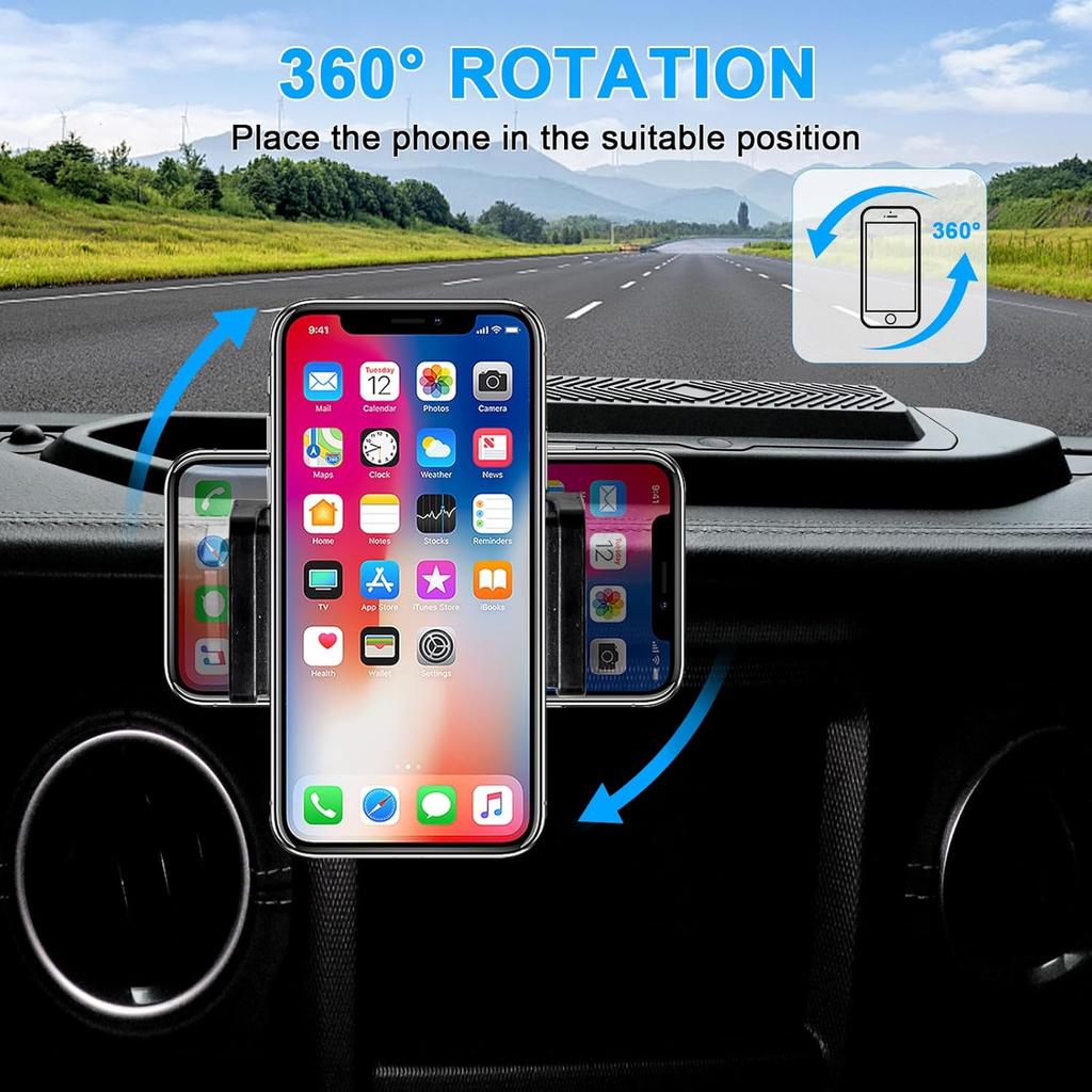 BESTAOO Car Phone Mount Compatible with 2018      Jeep Wrangler JL JLU & Gladiator JT, Multi-Mount Car Phone Holder Dash Tray System Kit with Cover
