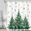 Christmas Tree Shower Curtain Green Trees Snowflake Decorative Bath Curtain Xmas Holiday Waterproof Fabric Bathroom Curtain Se