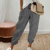 Ladies' Drawstring Striped Elastic Waistband Tied Casual Pants With Pockets