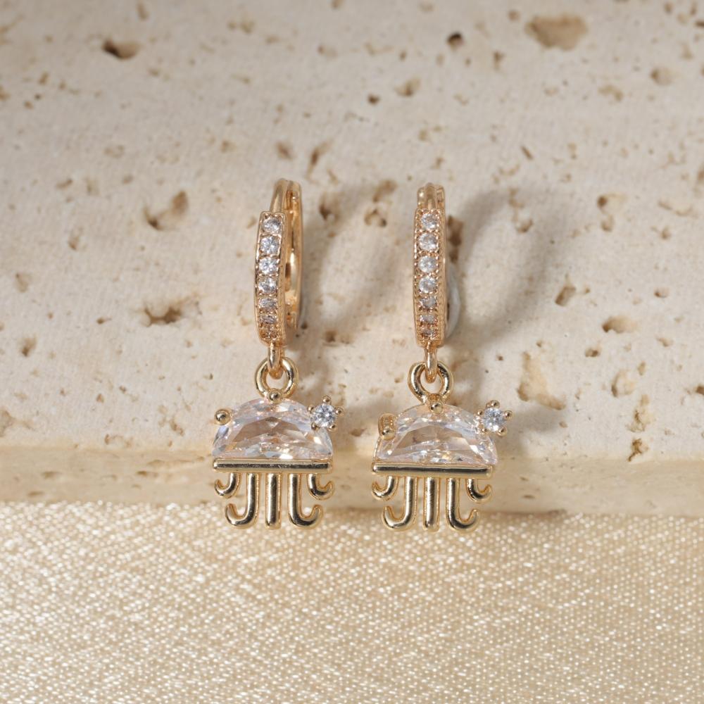 1 Pair Cute Little Crab Dangle Earrings for Women Zirconia Earring Jewelry Wedding Party Accessories