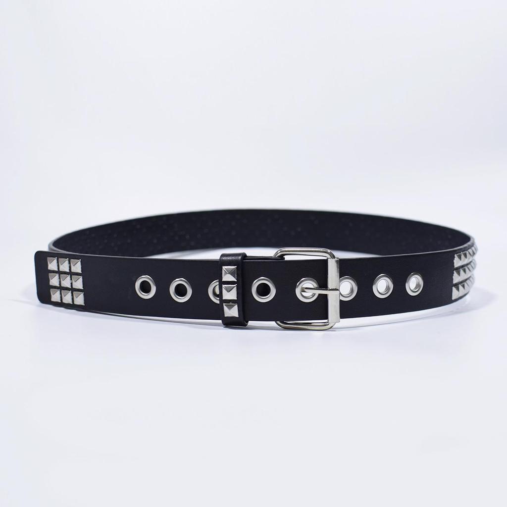 Unisex Square Bead Punk Style Stainless Steel Rivet Hip Hop Belt for Jeans
