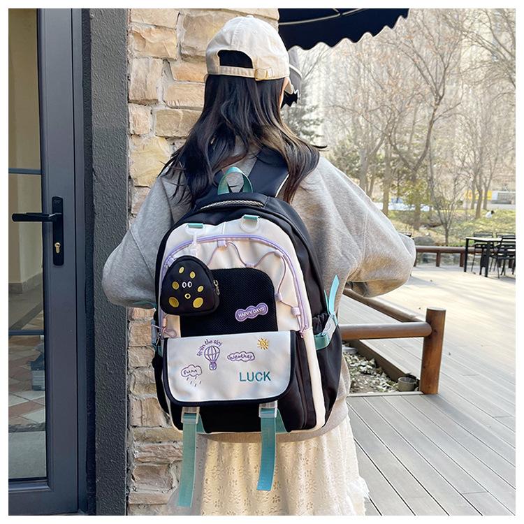 School bag Macaron girl backpack New primary school students large-capacity backpack Female junior high school students High school students