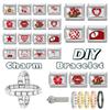 1 Piece 304 Stainless Steel Fashion Red Italian Charm Links For DIY Bracelet Jewelry Making Fit 9mm Rectangle 10mm x 9mm
