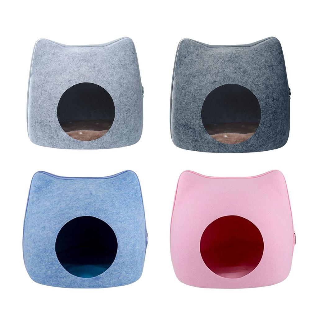 Felt Cat House Removable with Zipper Portable Indoor Outdoor Cat Tent Cats & Kittens Houses, Beds Tunnel for Cats or Small Dogs