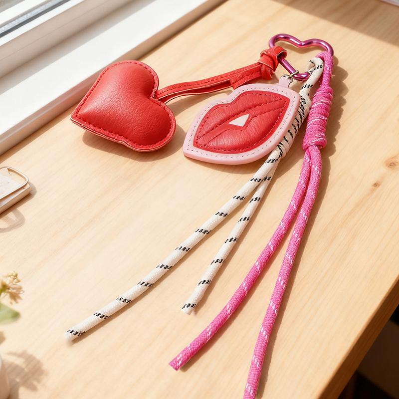 Red Lip Faux Leather Mini Backpack Hanging Handbag Pendant Bag Pendant Bags Accessories