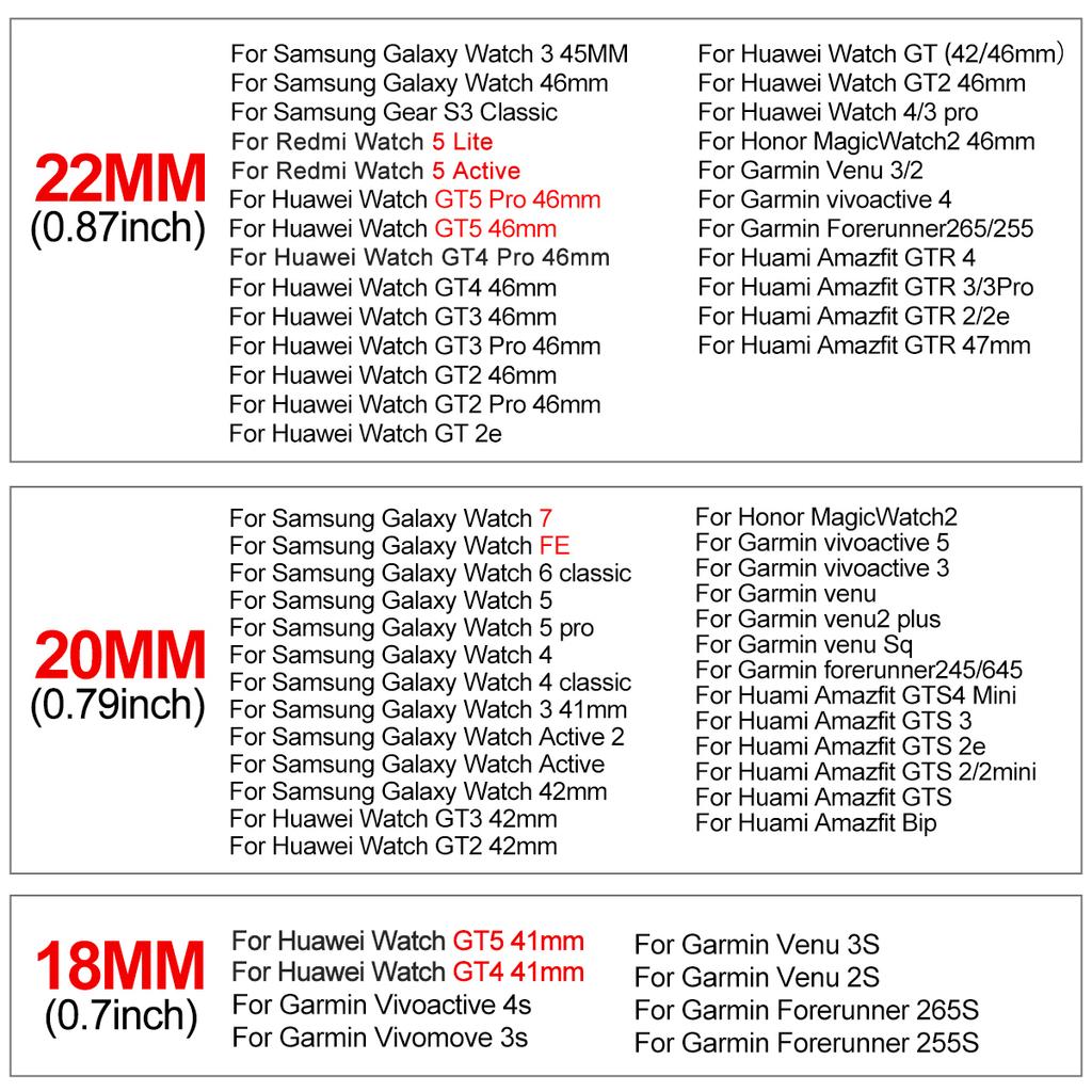 20mm 22mm Hole Silicone Band For Samsung Galaxy Watch 7 FE 6 5 4 for Huawei GT5 4 3 GT2 Pro Bracelet For Garmin Vivoactive4