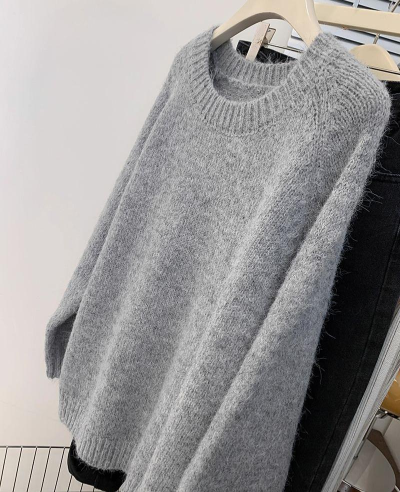 Plus Size Women Autumn Winter Warm Sweater Oversize Loose Casual Knitted Pullover Crew Neck Long Sleeve Tops