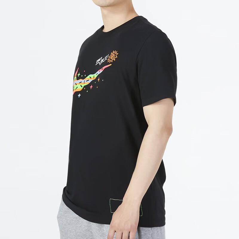 Nike T Shirts Men's Black Crew Neck Moderate Straight Fit (Unisex) T-Shirts DV3188 010