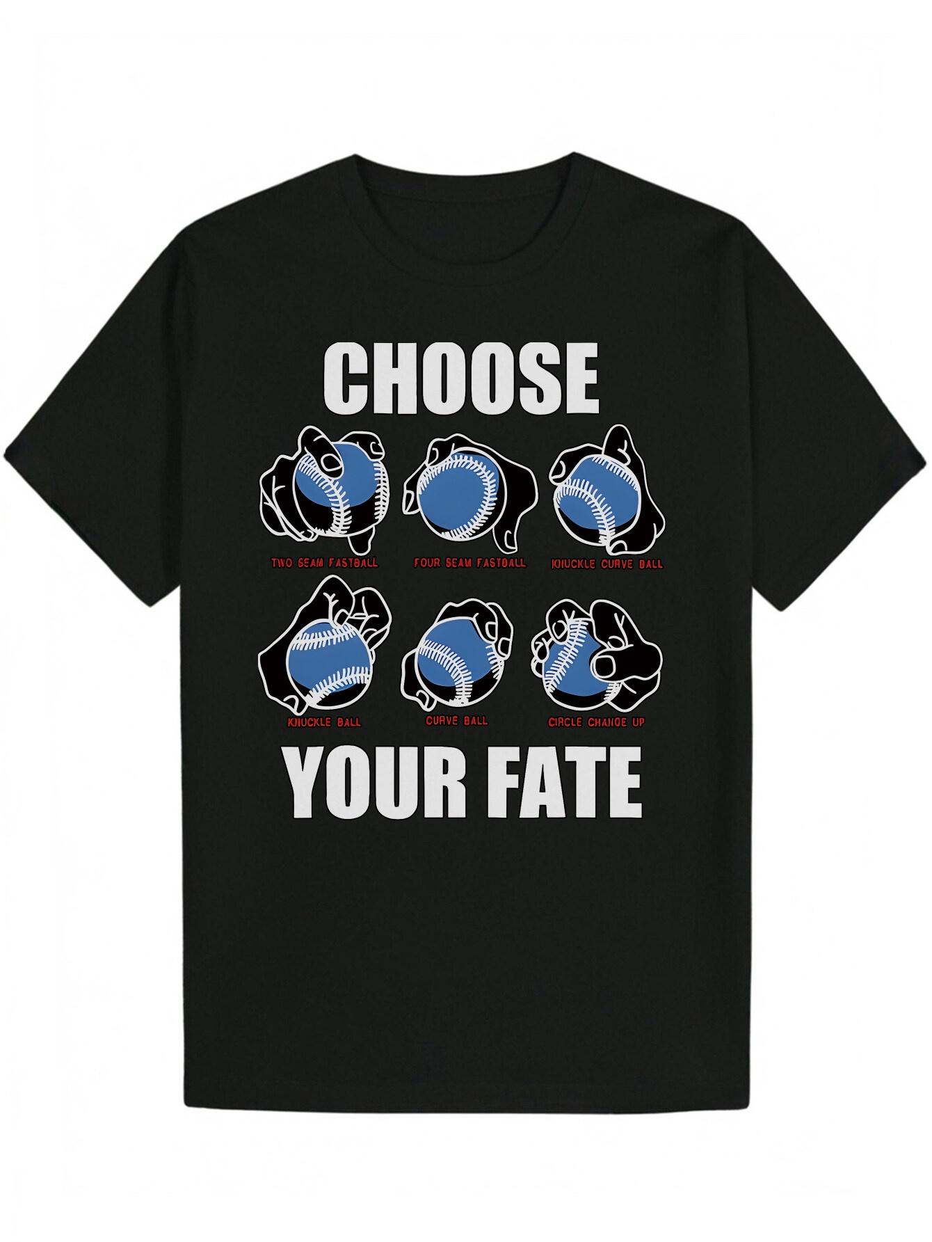 

Funny Baseball Fate Graphic T-shirt - Choose Your Fate Comic Design XXL