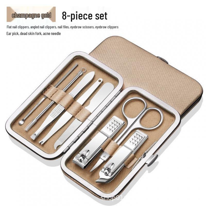 Nail Clipper and Pedicure Set: Ear Pick, Scissors, Tweezers, Slanted Edge Pliers, Knife