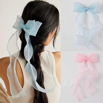 Lystrfac Langes Bandgarn Schleife Haarspangen für Damen Haarnadel Hinterkopf Haarspangen Mode Haaraccessoires
