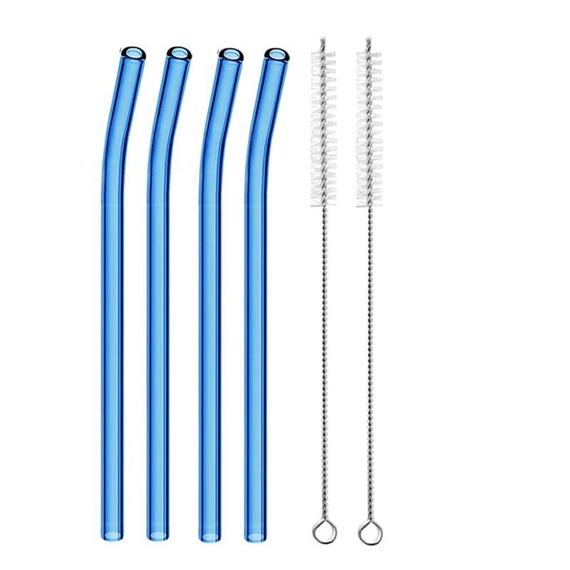 4 szt. 20 cm Szklane Słomki do Picia Wielokrotnego Użytku Kolorowe Szklane Słomki do Napojów Sok Ekologiczne Słomki Koktajlowe Barowe Naczynia do Picia