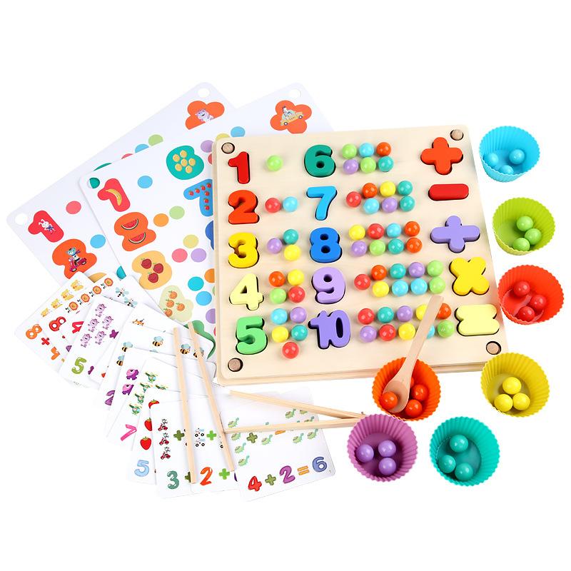 Wooden Kindergarten Arithmetic Clip Beads Math Cognitive Operation Children'S Fine Early Education Focus Educational Science And Education Toys