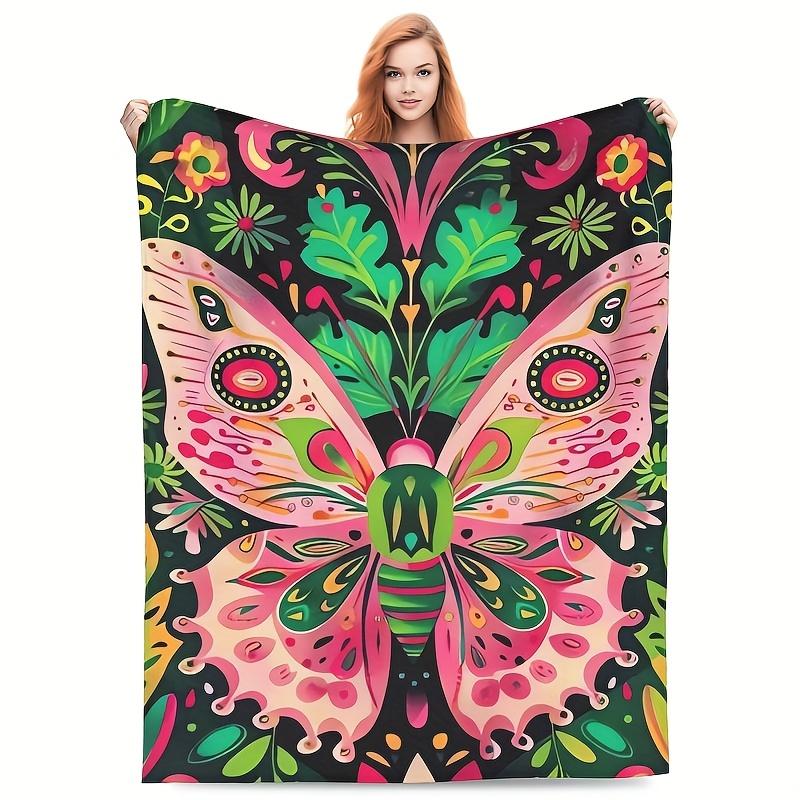 

Colorful butterfly-themed pattern Flannel printed blanket suitable for all seasons suitable for living room office sofa travel 75x90cm