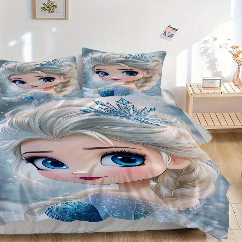 

3pcs Elsa Frozen Snowflake Bedding Set, Including 1 Quilt Cover and 2 Pillow Shams, Without Filling, Soft and Comfortable Home Bedroom Fabric, Fa 135x200cm