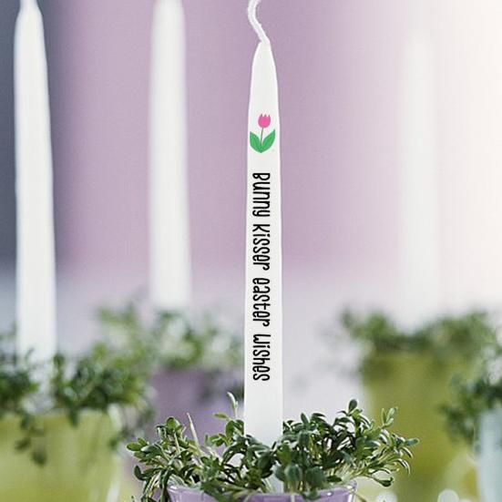 Fröhliche Ostern-Kerzenaufkleber, Hase, buntes Ei, Karotte, Buchstabe Tee, zylindrische Kerze, Osterfest-Dekorationsaufkleber