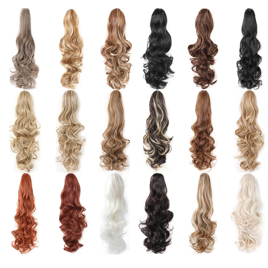 Claw Clip Ponytail Extension 18"&24 Clip In Wavy Synthetic Ponytail Hair Extensions Long Pony Tails for Women Extensions