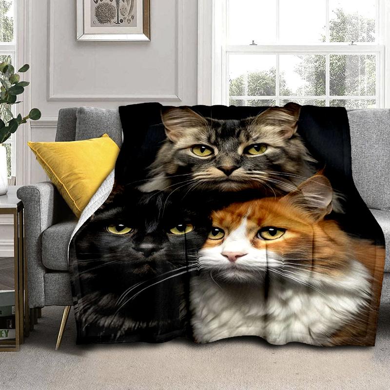 1PC Cute cat, cartoon blanket, all season lightweight home office outdoor nap multifunctional blanket