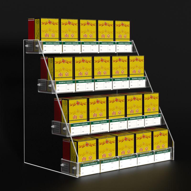 Clear Acrylic Cigarettes Display Stand With Price Slot Supermarket Store Cigarette Holder Cosmetic Nail Polish Ladder Rack Shelf