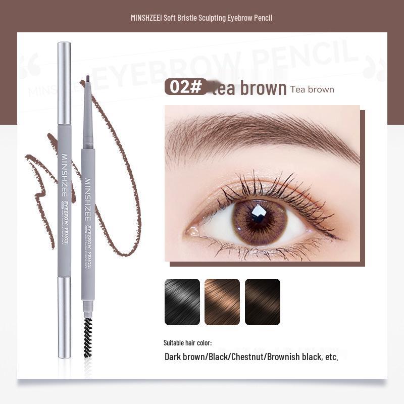 Mingxi Zhi Double-Ended Ultra-Fine Waterproof Eyebrow Pencil - Long-Lasting, Natural, Easy Color, Beginner-Friendly.