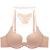 Women's Half-cup Bra Set Sexy Gather U-shaped Bra Simple Glossy Brassiere Top Thin Bottom Thick Underwear Set Adjustable Low-cut Off Shoulder Bra Set