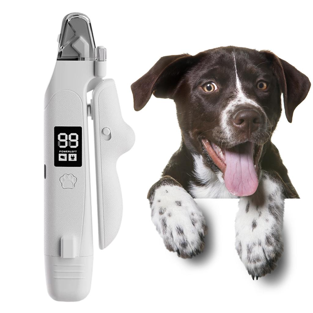 2 in 1 Pet Nail Grinder Trimmer with LED Light USB Rechargeable Dog Cat Clipper for Small Medium Large Breeds