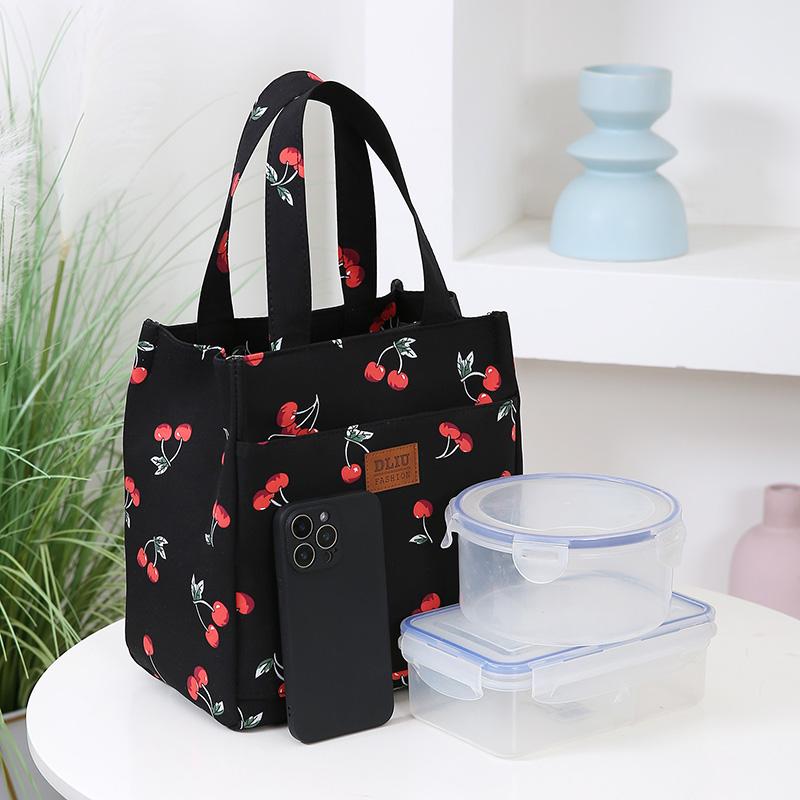 Modische verdickte bedruckte Baumwoll-Handtasche, große Kapazität, Tote, Mommy Bag, Aufbewahrungstasche für Brotdosen, Handtasche für Pendler