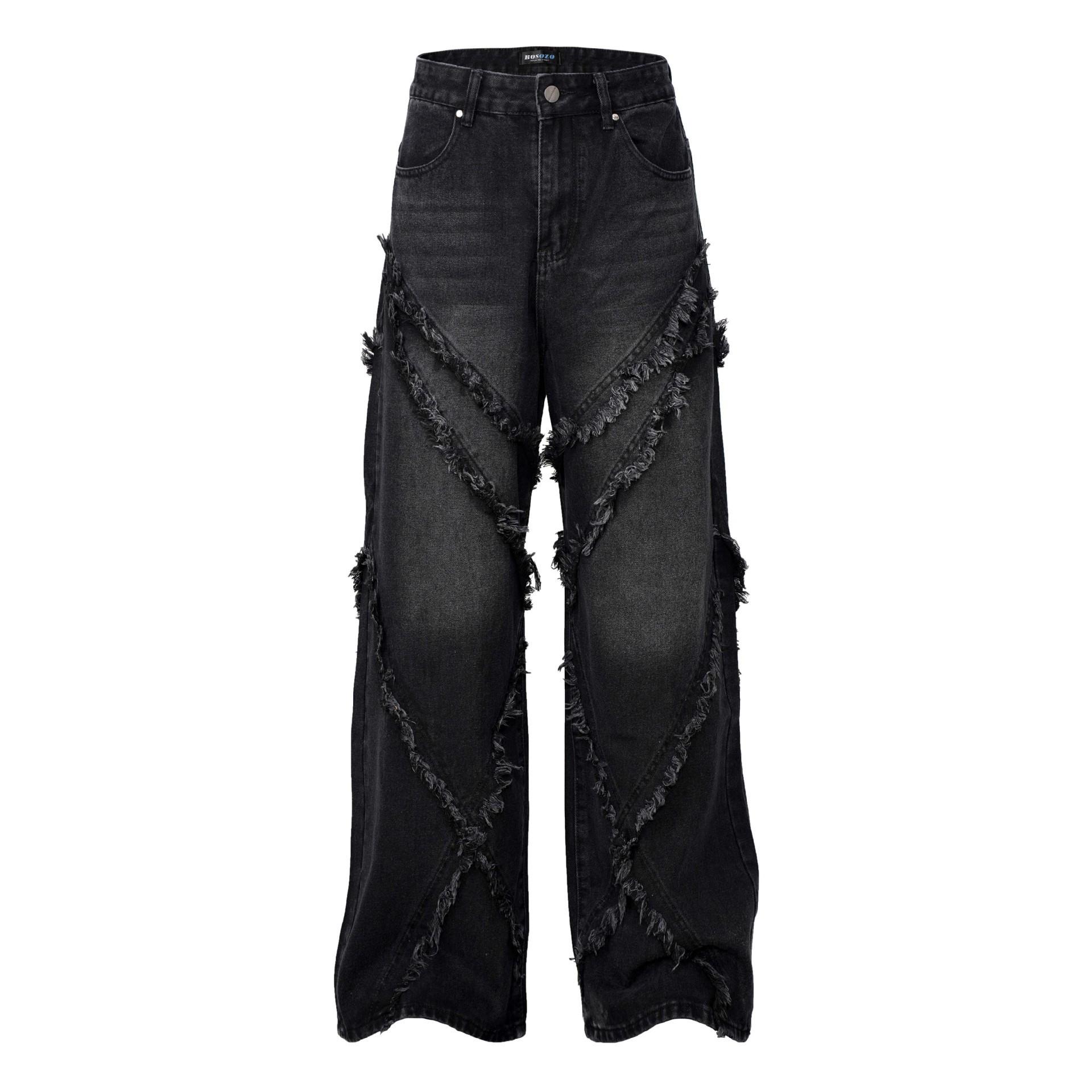 

JYL Men s Cargo Pants High-Street Vintage Multi-Pocket Drawstring Straight Denim L амарантовый