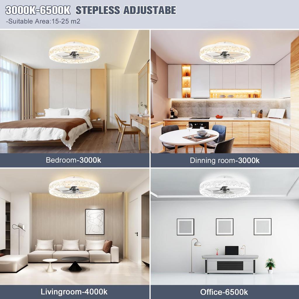 Modern Ceiling Fan With LED Light Remote Control 6 Wind Speeds Lamp Fans Decoration For Bedroom Kitchen Household Ceiling Lamp