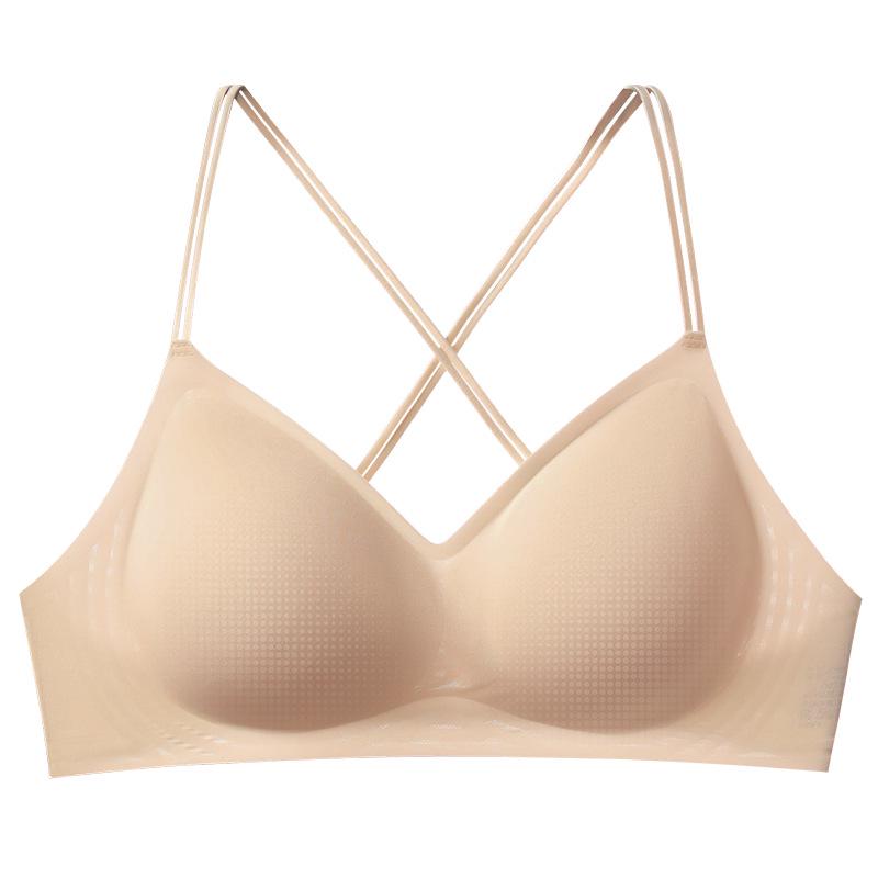 Ice Cream Backless Seamless Wireless Bra - Comfortable Women's Criss-Cross Thin Strap with Fixed Cup