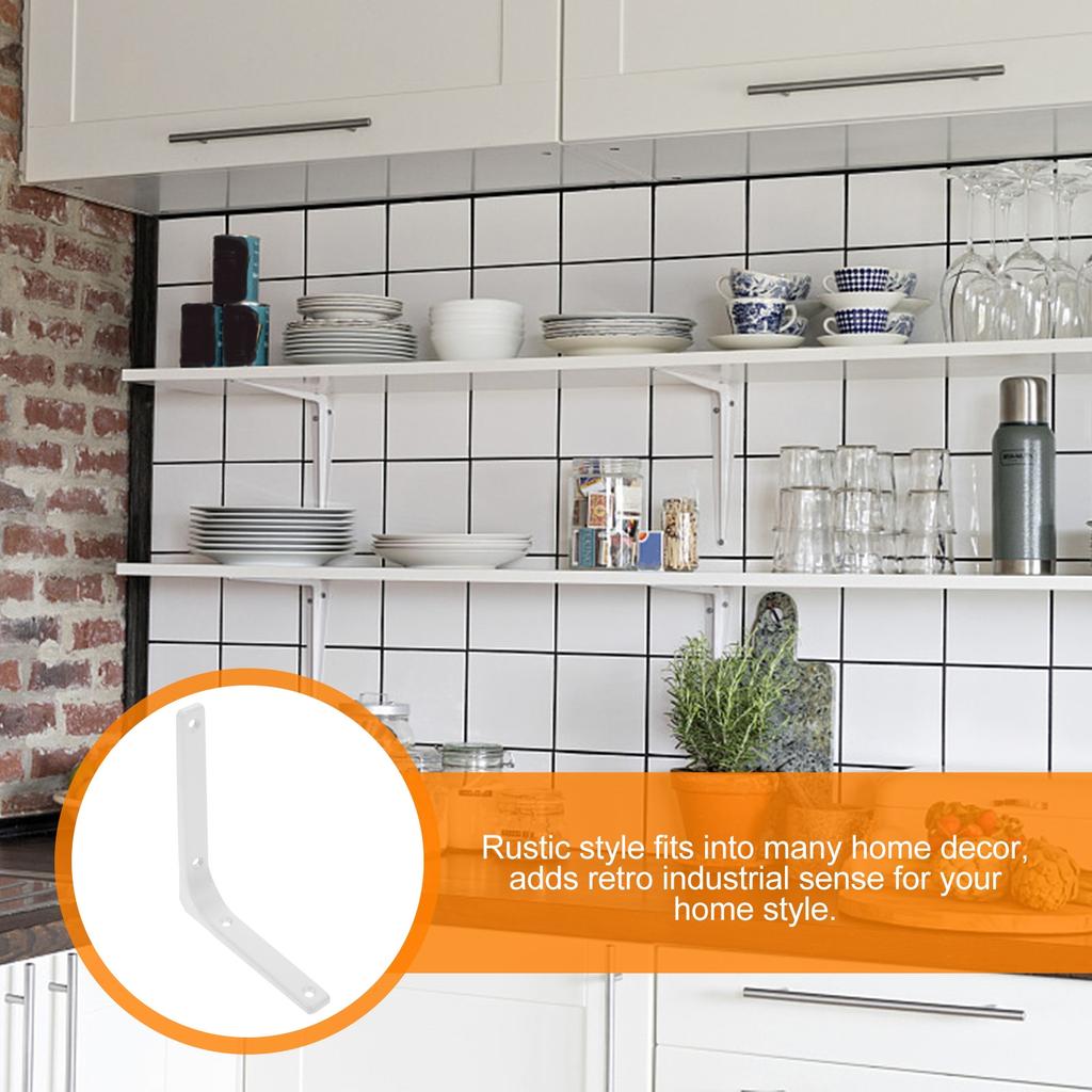 4Pcs Industrial L Shape Brackets Sturdy Wall Mounted Shelf Holder for Living Room Bedroom DIY Floating Shelf Project