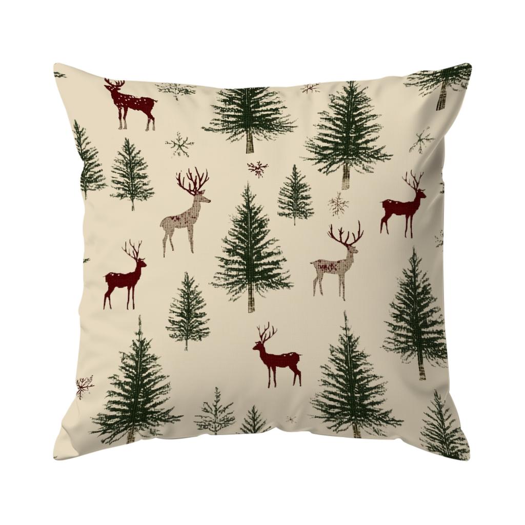 Christmas Reindeer Pine Pillowcase Printed Polyester 40/45/50cm Throw Pillowcover Decorative Sofa Cushion Pillowslip Home Decor