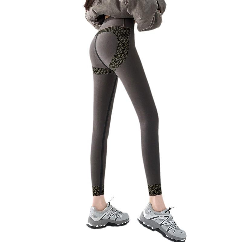 High-Waist Fleece Lined Shark Pants for Women - Autumn/Winter Tummy Control Leggings with No Awkward Lines.