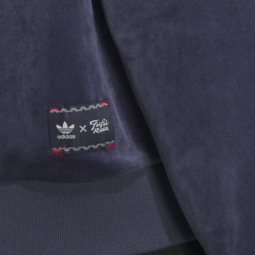 adidas X FEIFEI RUAN Limited Edition Samt-Streifen-Trainingsjacke für Damen, Marineblau