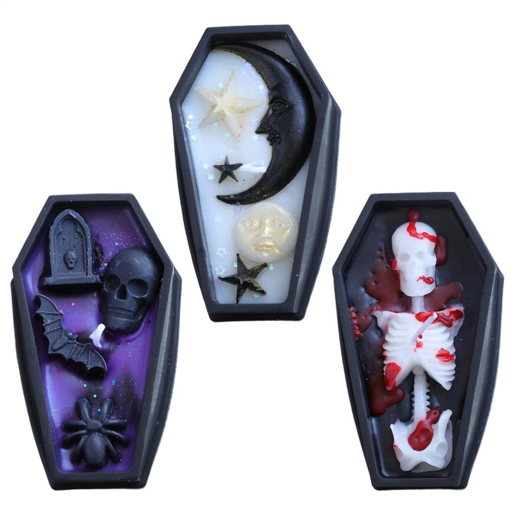 Scented Candles Halloween Coffin Candle Fragrant Room Decor Table Centerpiece Coffin for Birthday Women Men Desk Party Farmhouse
