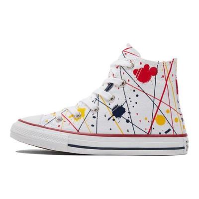 Sapatos de Lona Cano Alto Chuck Taylor All Star Tênis Infantil Branco Multicolorido 671907C