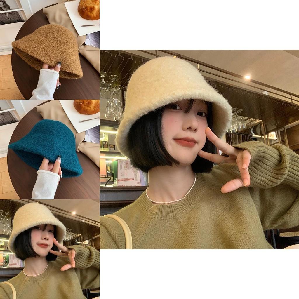 Bucket Fluffy Lambswool Hat For Women Beige Warm And Cozy Winter Hat Fashionable And Stylish