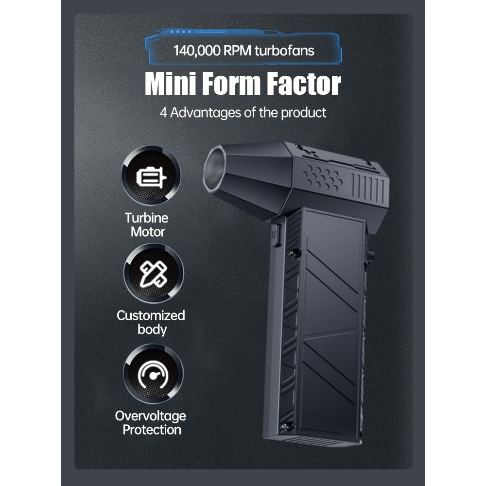 130,000 RPM Portable Handheld Electric Fan 52m/s Brushless Powerful Air Blower Adjustable Wind Speed Turbo Violent Fan