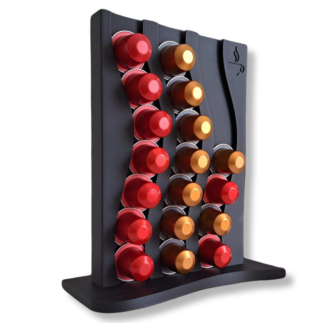 Crysendo Wavy Coffee Pod Designed for Nespresso, Starbucks & Nescafe Pods | Coffee Pods Holder, Dispenses 3 Coffee Flavours 21 Pods | Compact & Con