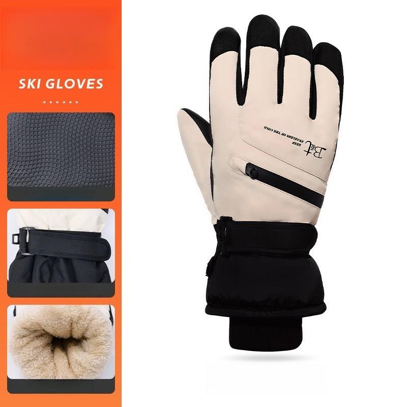 Winter Waterproof and Velvet Skiing Gloves, Outdoor Hiking Anti Slip Gloves