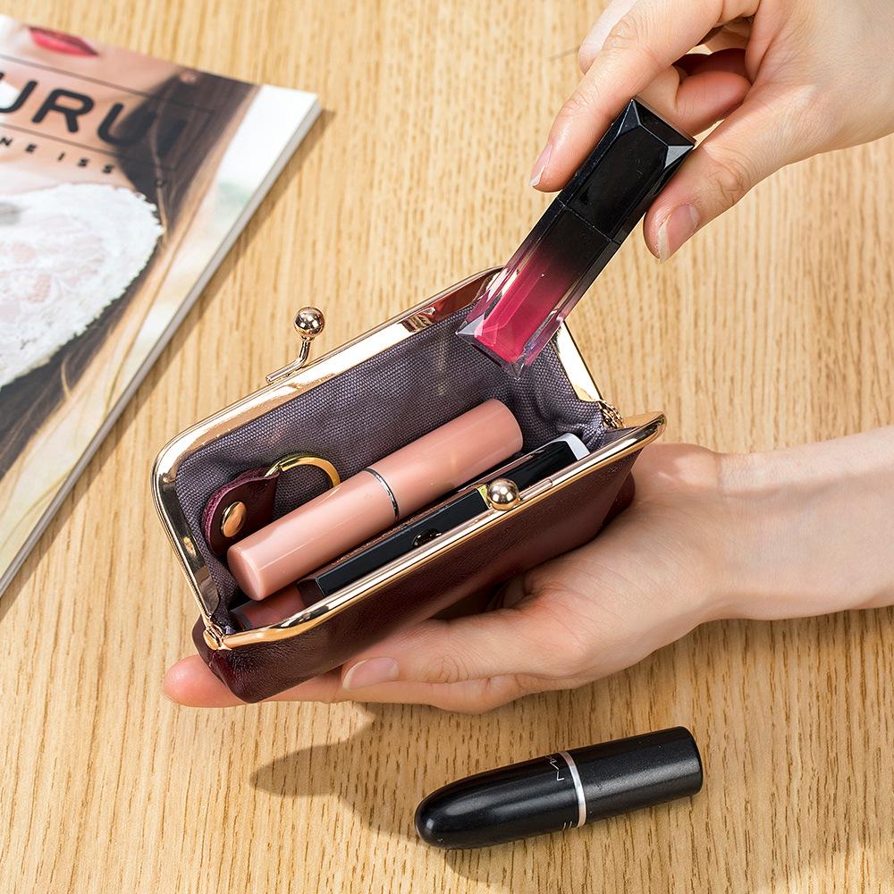 Women's Genuine Leather Coin Purse - Creative Mini Kiss Lock Bag, Small & Exquisite Fashion Accessory