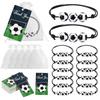 12 Sets Soccer Bracelet Football Wristband With Thank You Card Organza Bag for Kids Sports Birthday Party Favors Gifts For Guest