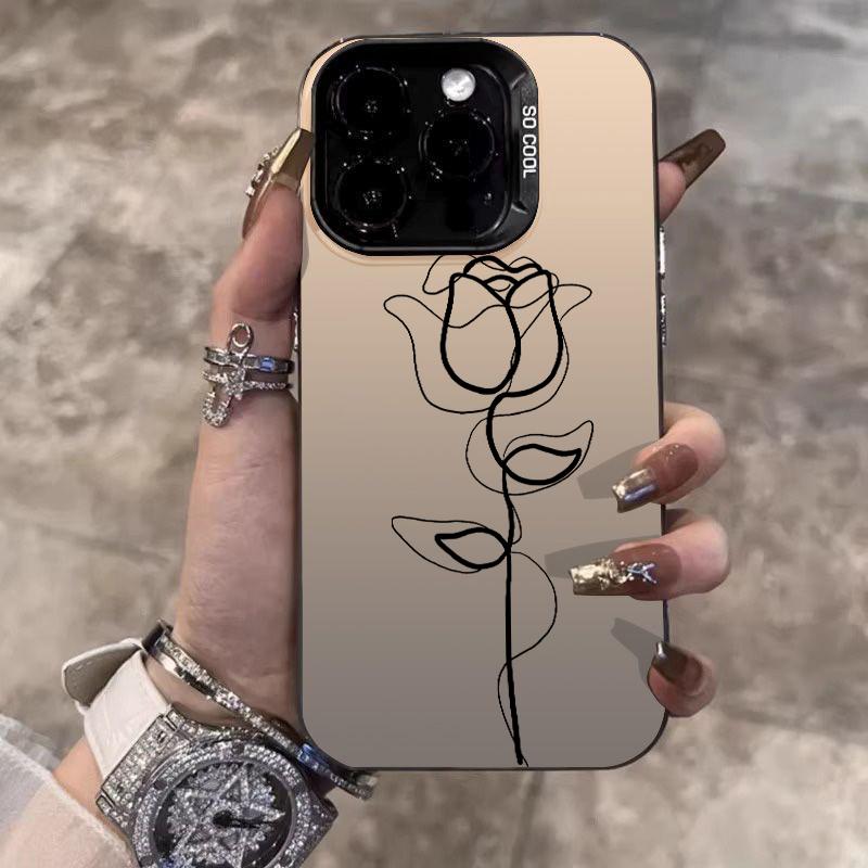 Black Rose with Butterflies Art Phone Case for iPhone 17 16 15 14 13 12 11 Series Pro Max Plus Double Layer Protection
