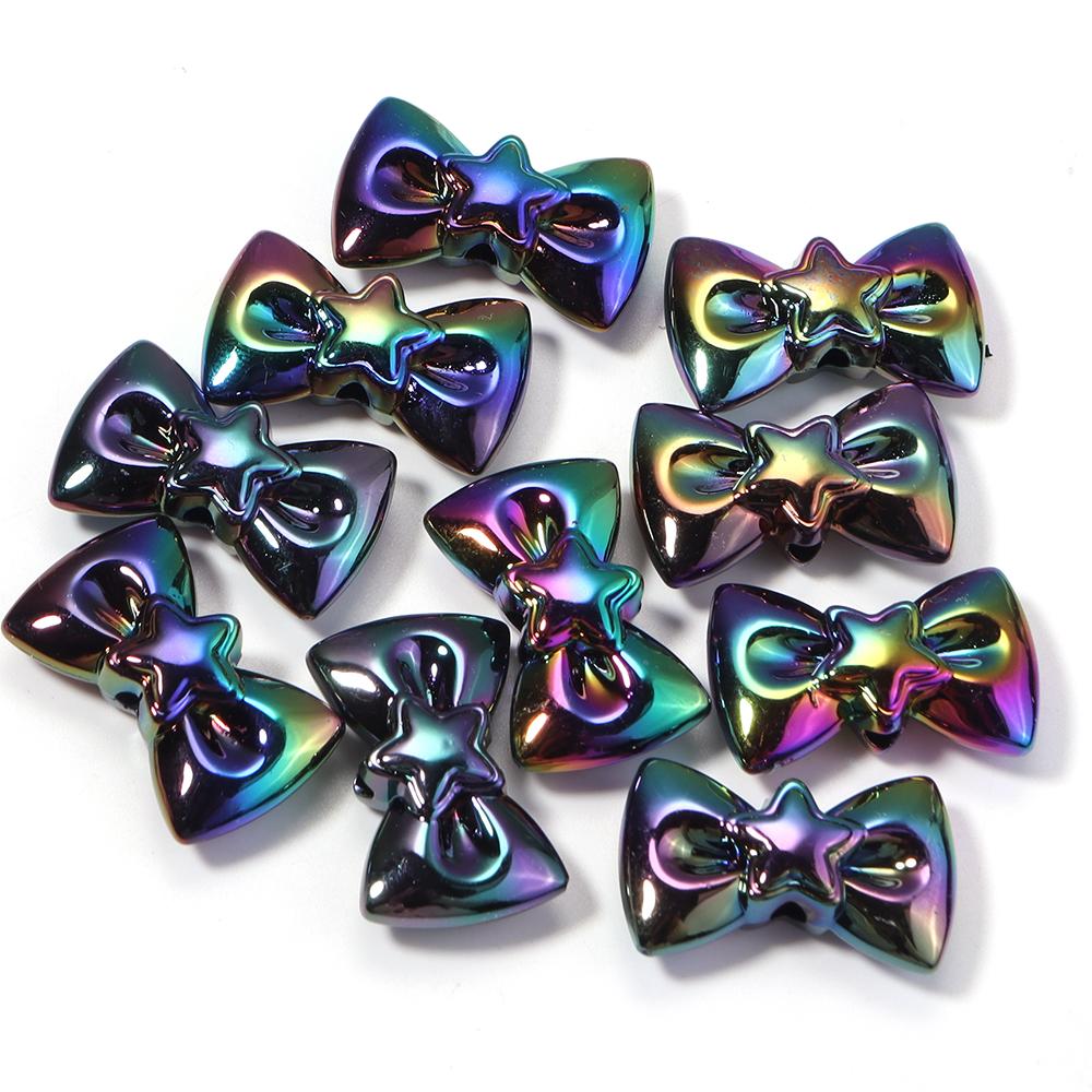 10pcs 17x28mm Bow Acrylic Beads Colorful Sweet Bowkot Loose Beads For Jewelry Making DIY Necklace Phone Chain Keychain Decor